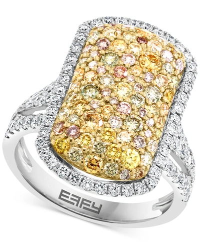 Effy Collection Effy White Diamond (3/4 Ct. T.w.) & Multicolor Diamond (1-1/4 Ct. T.w.) Statement Ring In 14k Two-to In Two Tone