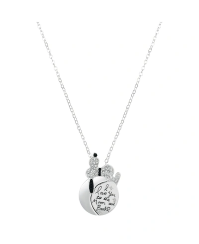 Peanuts Fine Silver Plated Crystal "i Love You To The Moon Back" Snoopy Pendant Necklace