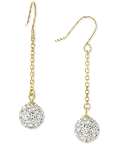 Giani Bernini Crystal Pave Ball Chain Drop Earrings In 14k Gold-plated Sterling Silver, Created For Macy's In Gold Over Silver