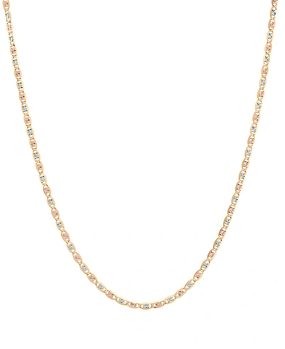 Italian Gold Tricolor Valentino Chain Necklace Collection In 14k Gold White Rhodium Plate Rose Rhodium Plate In Tri-color