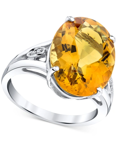Macy's Citrine (9 Ct. T.w.) & Diamond Accent Openwork Statement Ring In Sterling Silver