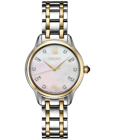 Seiko Women's Diamond (1/10 Ct. T.w.) Two Tone Bracelet Watch 29.5mm In White