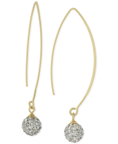 Giani Bernini Crystal Pave Ball Wire Threader Earrings In 14k Gold-plated Sterling Silver, Created For Macy's In Gold Over Silver