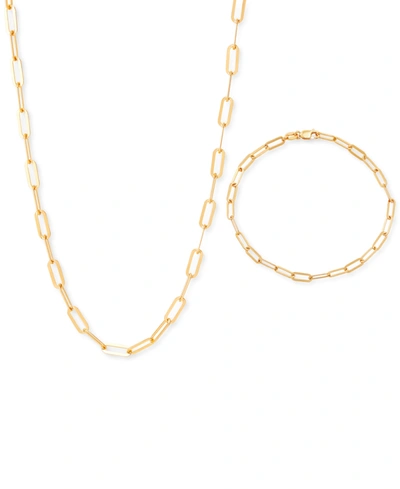 Giani Bernini 2-pc. Set Paperclip Link Chain Necklace & Matching Bracelet, Created For Macy's In Gold Over Silver