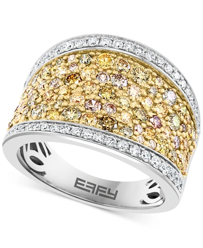 Effy Collection Effy White Diamond (3/8 Ct. T.w.) & Multicolor Diamond (1-1/2 Ct. T.w.) Statement Ring In 14k Two-to In Two Tone