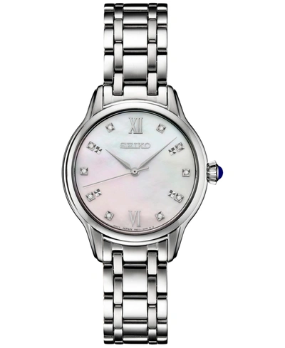 Seiko Women's Diamond (1/10 Ct. T.w.) Stainless Steel Bracelet Watch 30mm In White