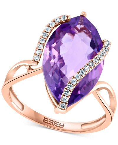 Effy Collection Sunset By Effy Marquise-cut Pink Amethyst (6-7/8 Ct. T.w.) And Diamond (1/8 Ct. T.w.) Wrap Ring In 1