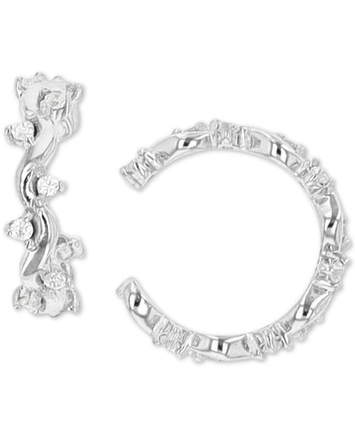 Macy's Cubic Zirconia Floral Twisted Ear Cuffs In Sterling Silver