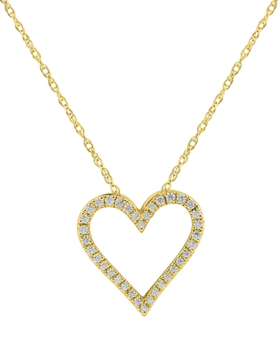 Macy's Diamond Heart 18" Pendant Necklace (1/10 Ct. T.w.) In Sterling Silver Or 14k Gold-plated Sterling Si In Gold-plated Sterling Silver
