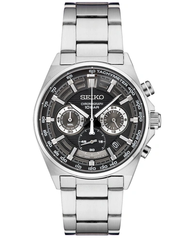 Seiko Men's Chronograph Essentials Stainless Steel Bracelet Watch 41mm In Black