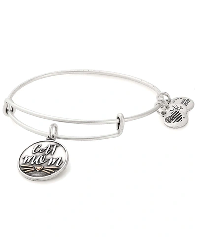 Alex And Ani Cat Mom Charm Bangle In Two-tone
