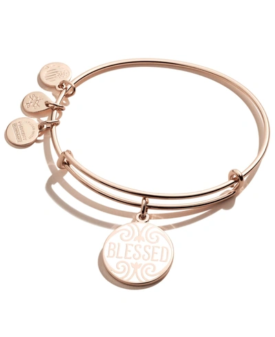 Alex And Ani Blessed Charm Bangle In Rose Gold-tone