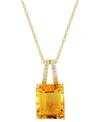 Macy's Citrine (3 Ct. T.w.) & Diamond Accent 18" Pendant Necklace In 14k Gold (also Available In Garnet And In Citrine