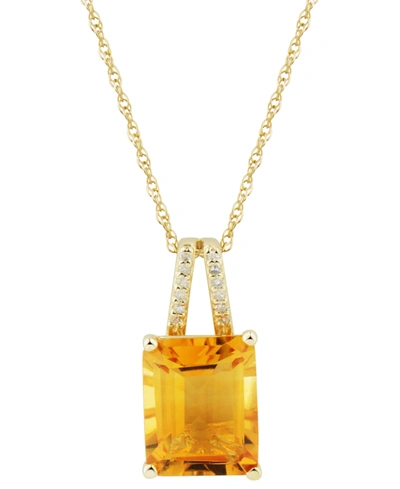 Macy's Citrine (3 Ct. T.w.) & Diamond Accent 18" Pendant Necklace In 14k Gold (also Available In Garnet And