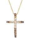 Le Vian Chocolate Ombre Diamond Cross 18" Pendant Necklace (1/2 Ct. T.w.) In 14k Gold (also Available In Ros In Yellow Gold