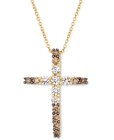 Le Vian Chocolate Ombre Diamond Cross 18" Pendant Necklace (1/2 Ct. T.w.) In 14k Gold (also Available In Ros In Yellow Gold