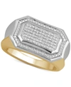 MACY'S MEN'S DIAMOND PAVE CLUSTER RING (1/5 CT. T.W.) IN STERLING SILVER & 18K GOLD-PLATE