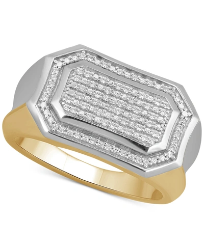 Macy's Men's Diamond Pave Cluster Ring (1/5 Ct. T.w.) In Sterling Silver & 18k Gold-plate