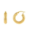 ADINAS JEWELS 14K GOLD OVER STERLING SILVER ADINA CHUNKY HOLLOW TWISTED HOOP EARRING