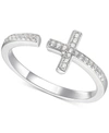 Macy's Diamond East-west Cross Ring (1/8 Ct. T.w.) In Sterling Silver In White Gold