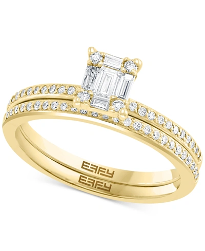 Effy Collection Effy Diamond Baguette Cluster Bridal Set (3/8 Ct. T.w.) In 14k White Or Yellow Gold