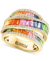 EFFY COLLECTION EFFY MULTI-GEMSTONE (6-3/8 CT. T.W.) & DIAMOND (3/4 CT. T.W.) CROSSOVER RING IN 14K GOLD