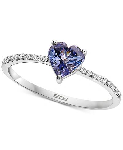 Effy Collection Effy Tanzanite (5/8 Ct. T.w.) & Diamond (1/10 Ct. T.w.) Heart Ring In Sterling Silver