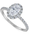 Grown With Love Igi Certified Lab Grown Diamond Oval-cut Halo Engagement Ring (1-1/2 Ct. T.w.) In 14k White Gold In White Gold