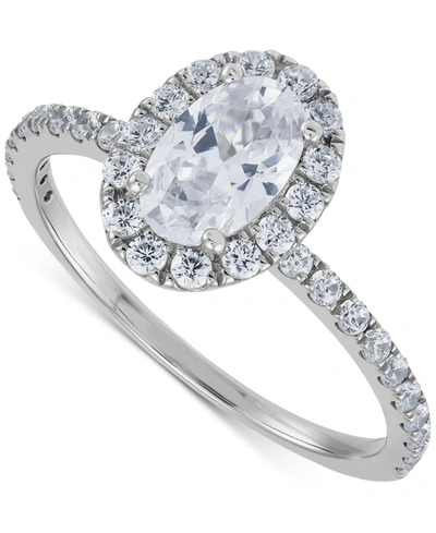 Grown With Love Igi Certified Lab Grown Diamond Oval-cut Halo Engagement Ring (1-1/2 Ct. T.w.) In 14k White Gold