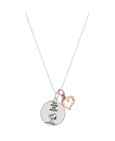 Peanuts 14k Rose Gold Flash-plated Two-tone "you Make Me Happy" Coin Pendant Necklace
