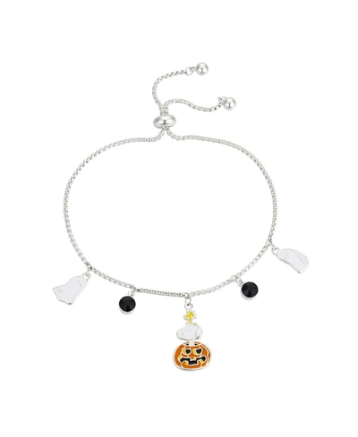 Peanuts Fine Silver Plated Snoopy Woodstock Halloween Adjustable Bolo Bracelet