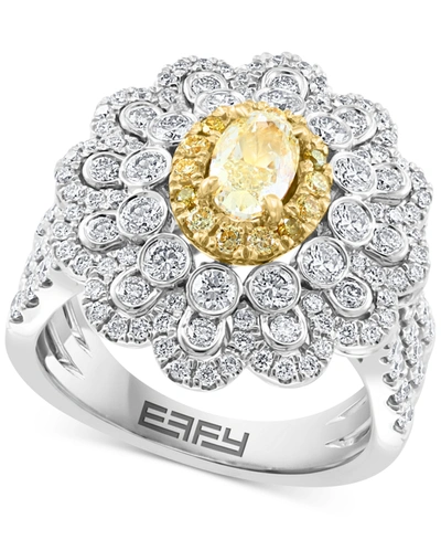 Effy Collection Effy Yellow Diamond (7/8 Ct. T.w.) & White Diamond (1-1/3 Ct. T.w.) Ring In 18k Two-tone Gold In Two Tone Gold