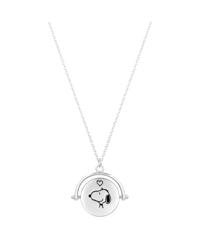 Peanuts Fine Silver Plated Snoopy Love You Flip Coin Pendant Necklace