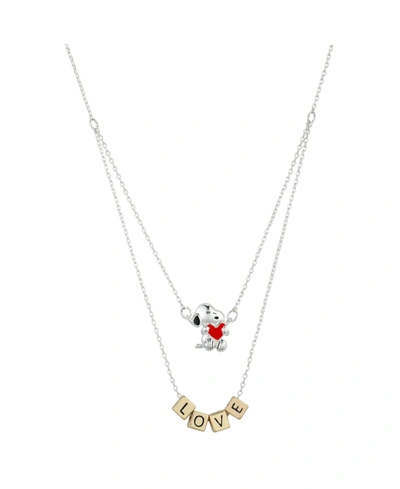 Peanuts Two-tone Snoopy "love" Layered Pendant Necklace