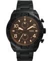 FOSSIL MEN'S BRONSON BLACK STAINLESS STEEL BRACELET WATCH 50MM