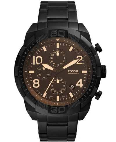 Fossil Men's Bronson Black Stainless Steel Bracelet Watch 50mm In Brown/black