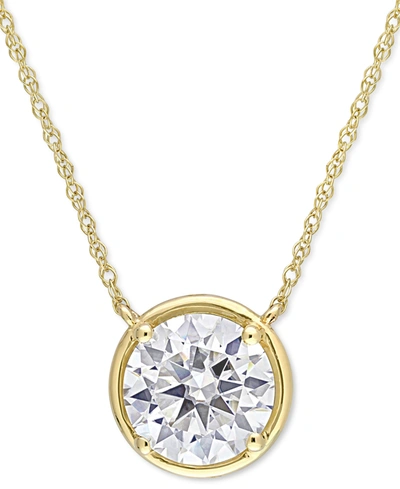 Macy's Lab-created Moissanite Solitaire 17" Pendant Necklace (2 Ct. T.w.) In 10k Gold