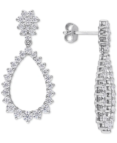 Macy's Lab-created Moissanite Open Teardrop Drop Earrings (2-1/5 Ct. T.w.) In Sterling Silver