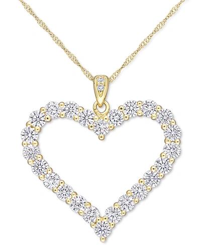Macy's Lab-created Moissanite Heart 18" Pendant Necklace (2-2/5 Ct. T.w.) In 18k Gold-plated Sterling Silve