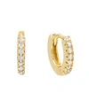 Adinas Jewels Thin Imitation Pearl Huggie Earrings In 14k Gold Plated Over Sterling Silver In Gold