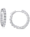Macy's Lab-created Moissanite In & Out Small Hoop Earrings (3 Ct. T.w.) In Sterling Silver, 1" In Moissanite