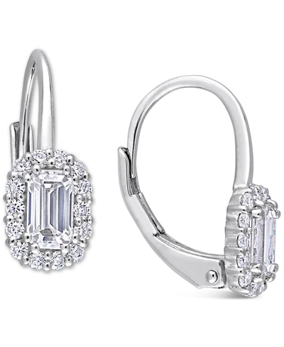 Macy's Lab-created Moissanite Leverback Earrings (4/5 Ct. T.w.) In Sterling Silver