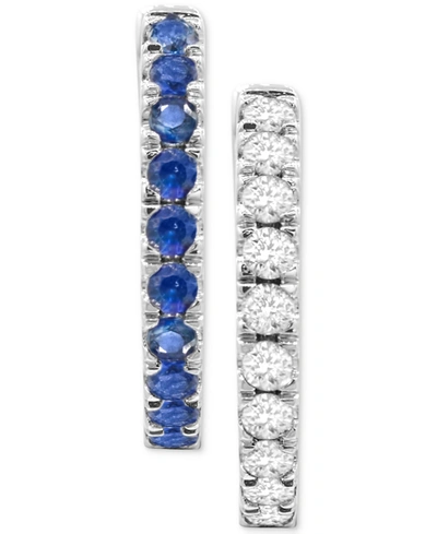 Macy's Lab-created Sapphire (1/2 Ct. T.w.) & White Sapphire (1/4 Ct. T.w.) Reversible Hoop Earrings In Blue Sapphire