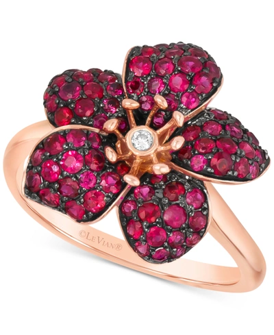 Le Vian Passion Ruby (1-1/4 Ct. T.w.) & Nude Diamond Accent Flower Ring In 14k Rose Gold