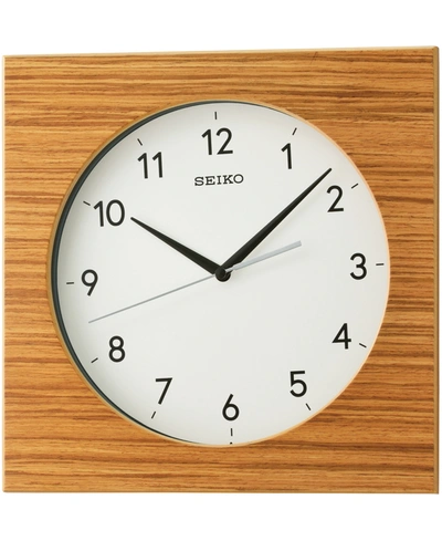 Seiko Rylie Square Wall Clock In Light Brown And White