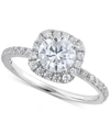 Grown With Love Igi Certified Lab Grown Diamond Halo Engagement Ring (1-1/2 Ct. T.w.) In 14k White Gold In White Gold