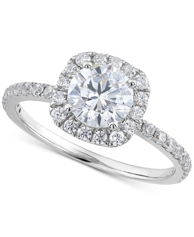 Grown With Love Igi Certified Lab Grown Diamond Halo Engagement Ring (1-1/2 Ct. T.w.) In 14k White Gold