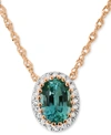MACY'S EMERALD (3/8 CT. T.W.) & DIAMOND (1/20 CT. T.W.) PENDANT NECKLACE IN 14K ROSE GOLD, 16" + 2" EXTENDE