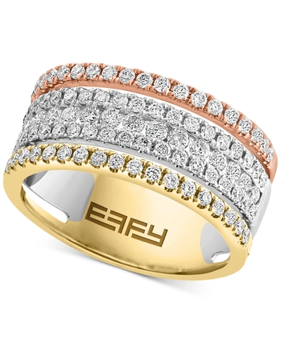 Effy Collection Effy Multirow Diamond Statement Ring (7/8 Ct. T.w.) In 14k Tricolor Gold In Tri-color