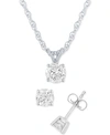 Macy's Diamond 2-pc. Pendant Necklace & Matching Stud Earrings Set (1 Ct. T.w.) In 14k White Gold In White Gold